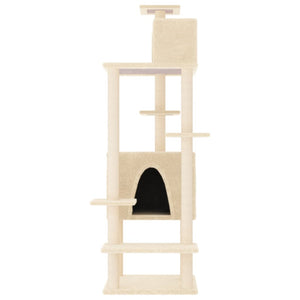 Albero per Gatti con Tiragraffi in Sisal Crema 154 cm