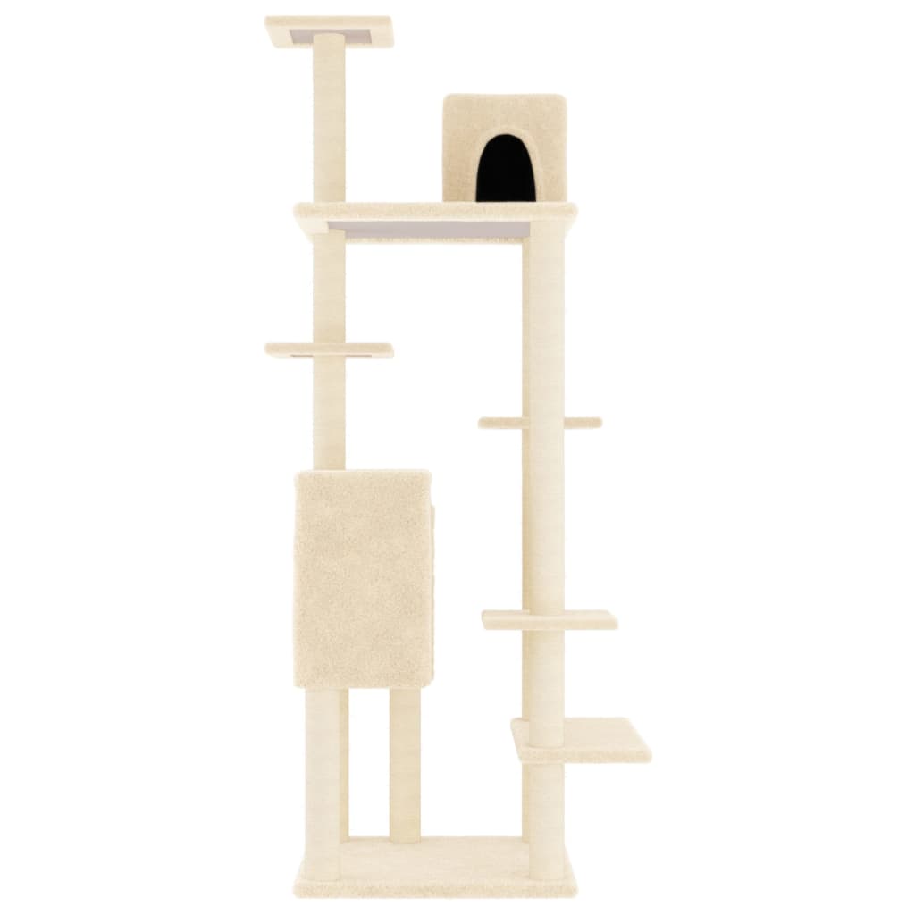 Albero per Gatti con Tiragraffi in Sisal Crema 154 cm