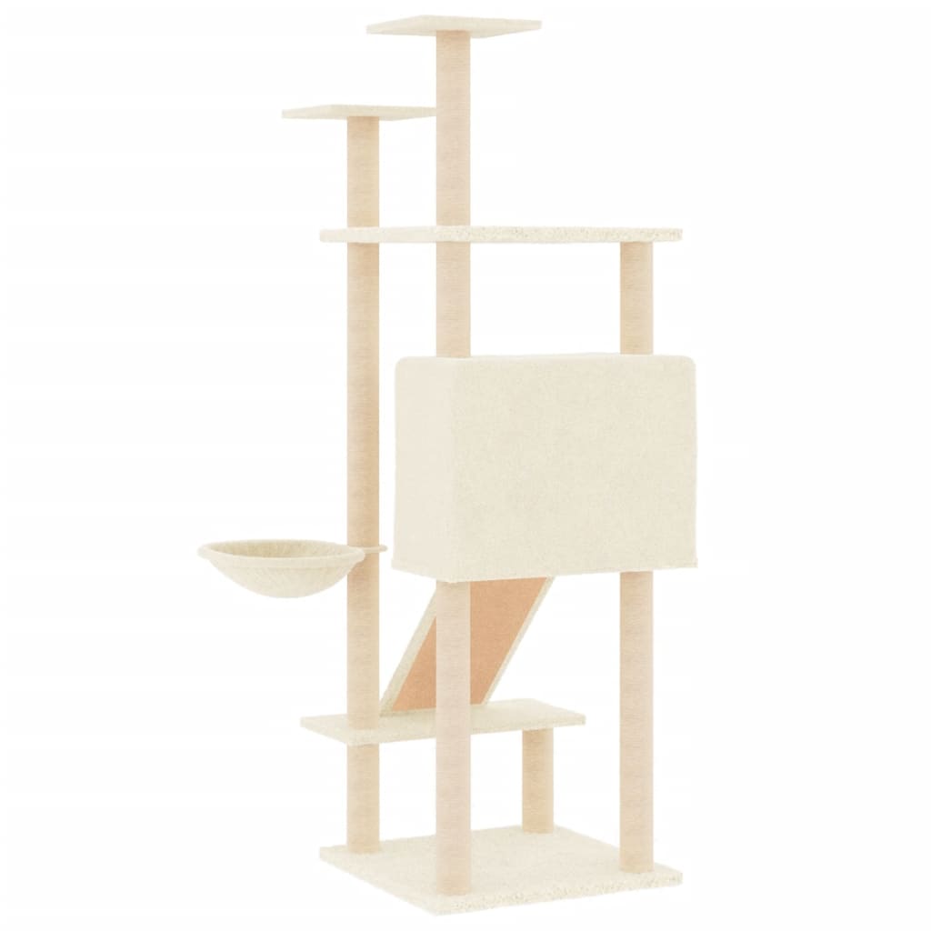 Albero per Gatti con Tiragraffi in Sisal Crema 153 cm