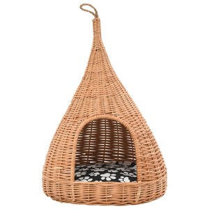 Cesta per Gatti con Cuscino 40x60cm Teepee Salice Naturale