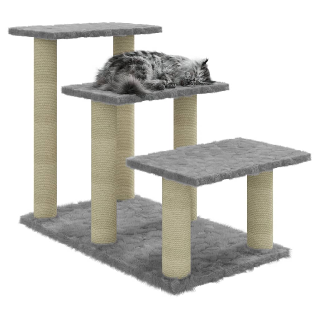 Albero per Gatti con Tiragraffi in Sisal Grigio Chiaro 50,5 cm