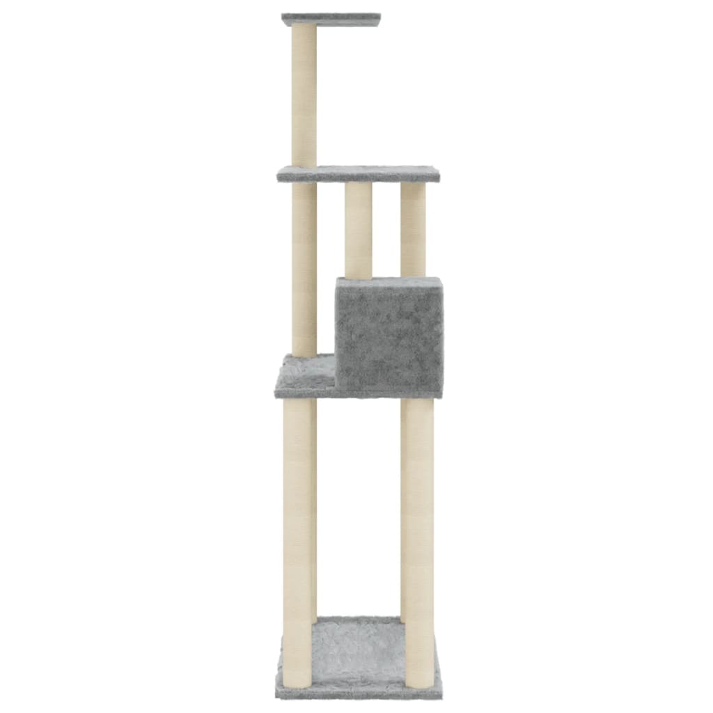 Albero per Gatti con Tiragraffi in Sisal Grigio Chiaro 147 cm