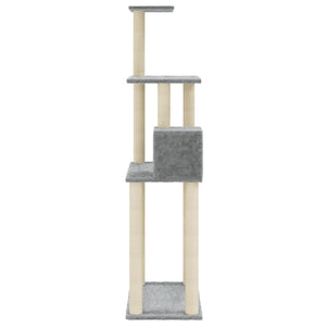 Albero per Gatti con Tiragraffi in Sisal Grigio Chiaro 147 cm