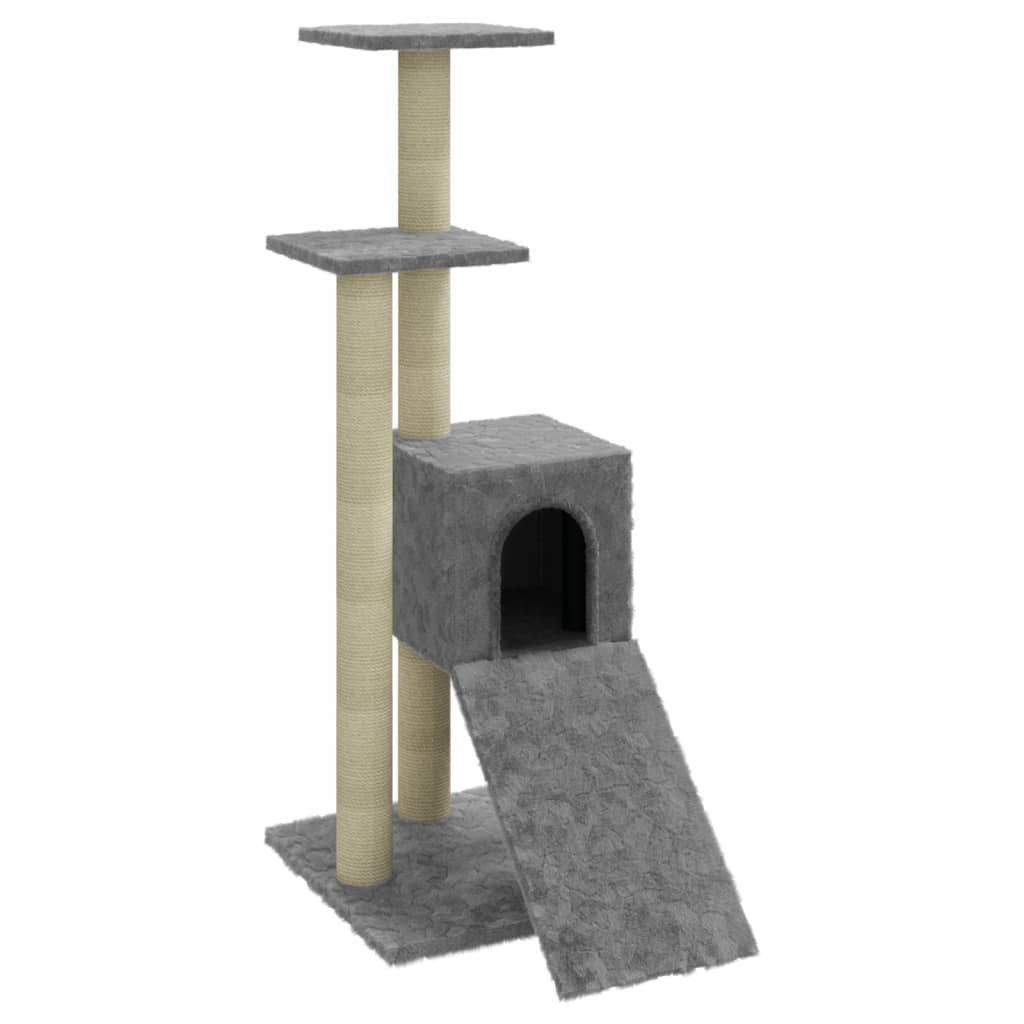 Albero per Gatti con Tiragraffi in Sisal Grigio Chiaro 92 cm