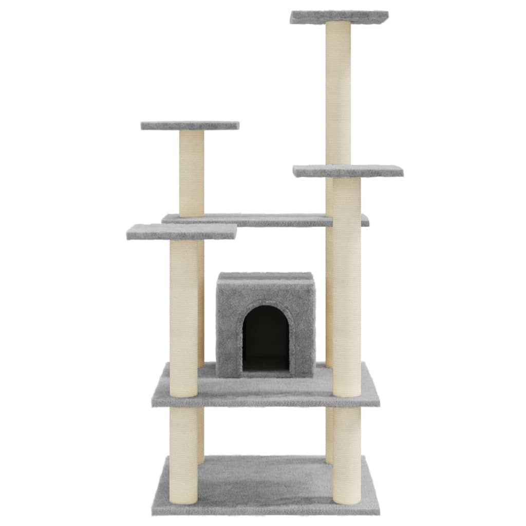 Albero per Gatti con Tiragraffi in Sisal Grigio Chiaro 110 cm