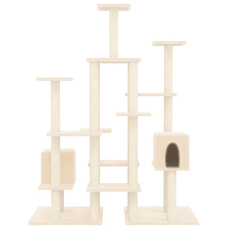 Albero per Gatti con Tiragraffi in Sisal Crema 145 cm