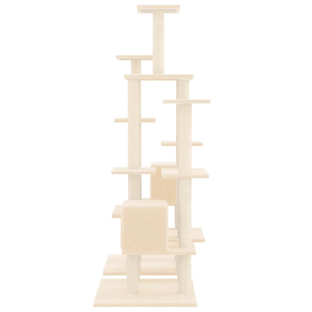 Albero per Gatti con Tiragraffi in Sisal Crema 145 cm