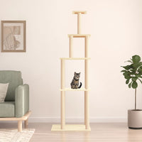 Albero per Gatti con Tiragraffi in Sisal Crema 183 cm