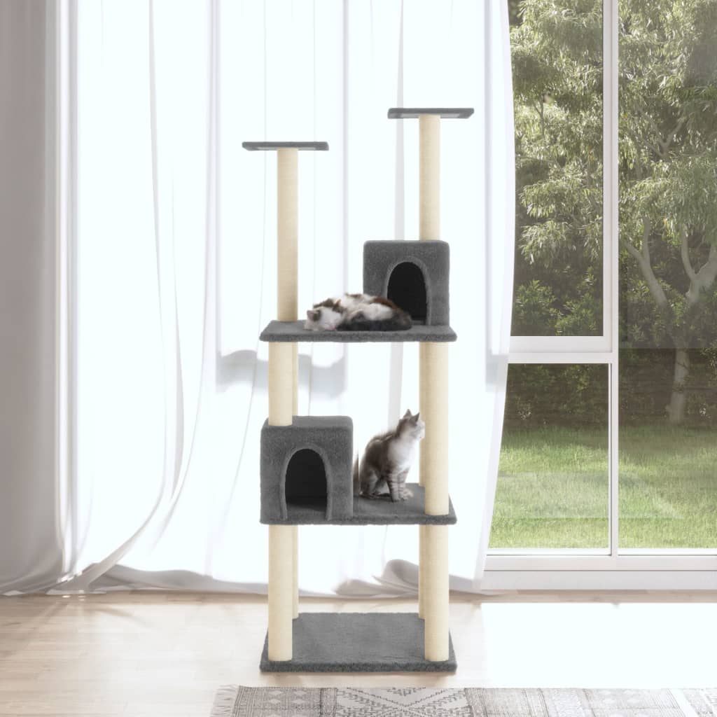 Albero per Gatti con Tiragraffi in Sisal Grigio Scuro 71 cm