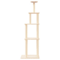 Albero per Gatti con Tiragraffi in Sisal Crema 183 cm