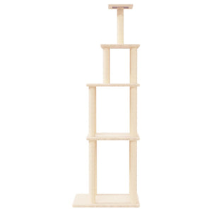 Albero per Gatti con Tiragraffi in Sisal Crema 183 cm