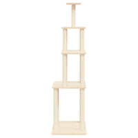 Albero per Gatti con Tiragraffi in Sisal Crema 183 cm