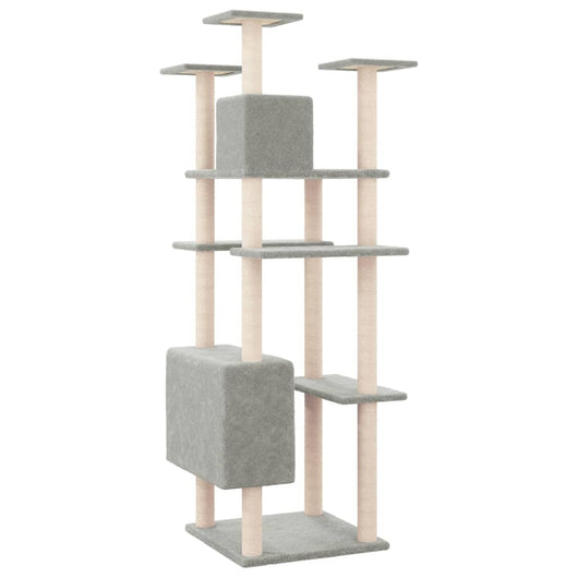 Albero per Gatti con Tiragraffi in Sisal Grigio Chiaro 162 cm