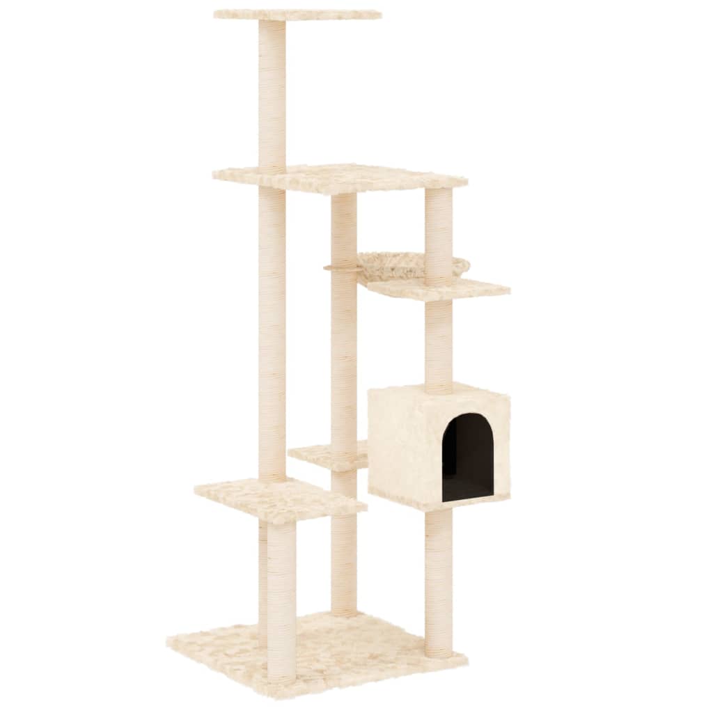 Albero per Gatti con Tiragraffi in Sisal Crema 142 cm