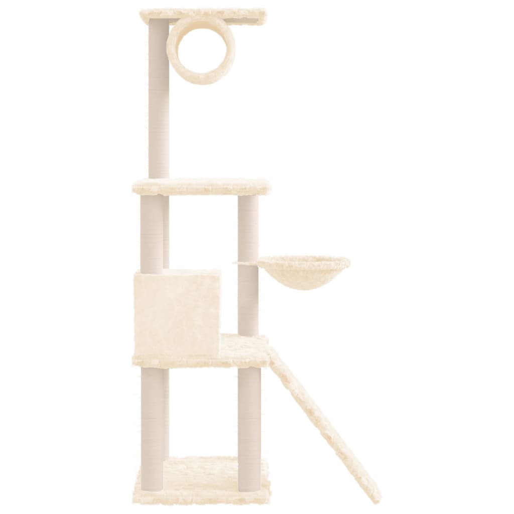 Albero per Gatti con Tiragraffi in Sisal Crema 131 cm