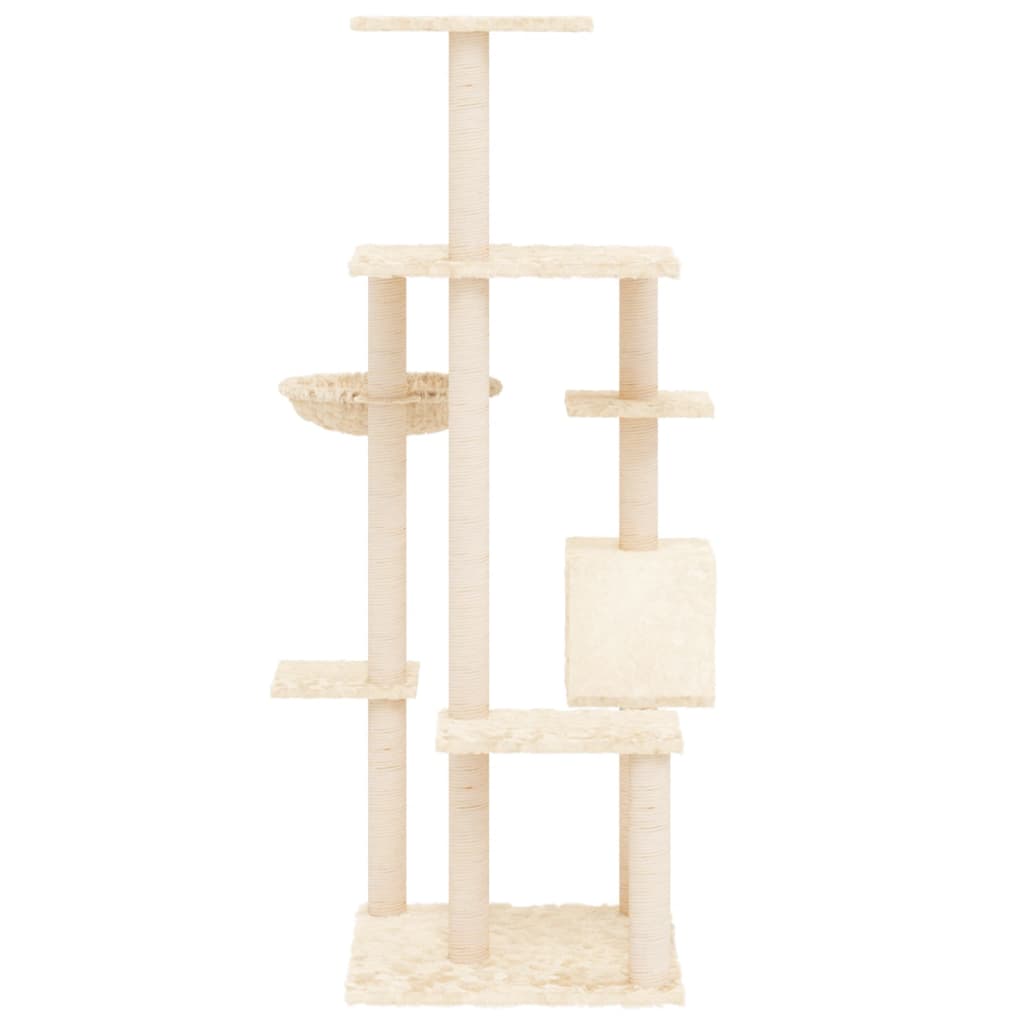 Albero per Gatti con Tiragraffi in Sisal Crema 142 cm