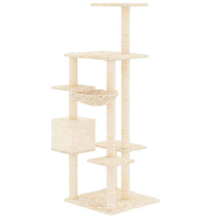 Albero per Gatti con Tiragraffi in Sisal Crema 142 cm