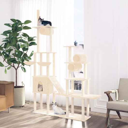 Albero per Gatti con Tiragraffi in Sisal Crema 279 cm