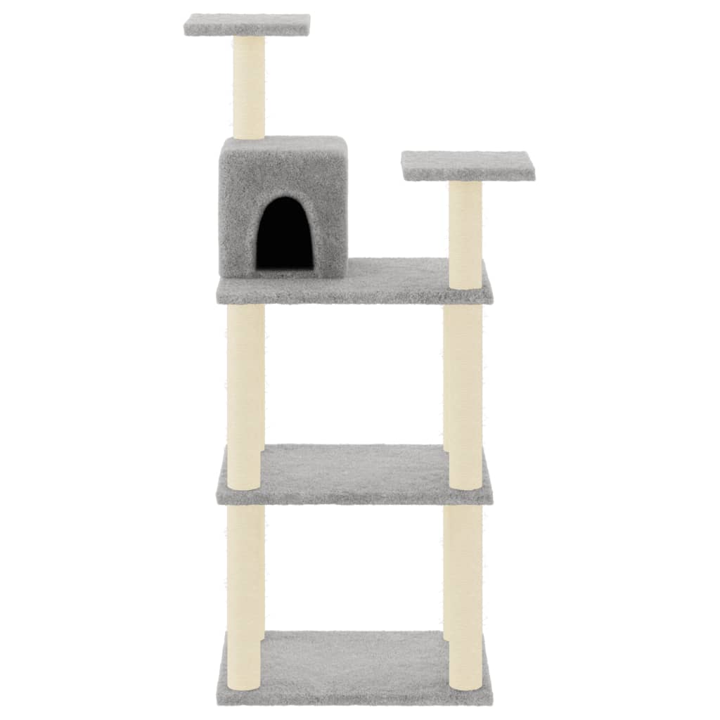 Albero per Gatti con Tiragraffi in Sisal Grigio Chiaro 119 cm