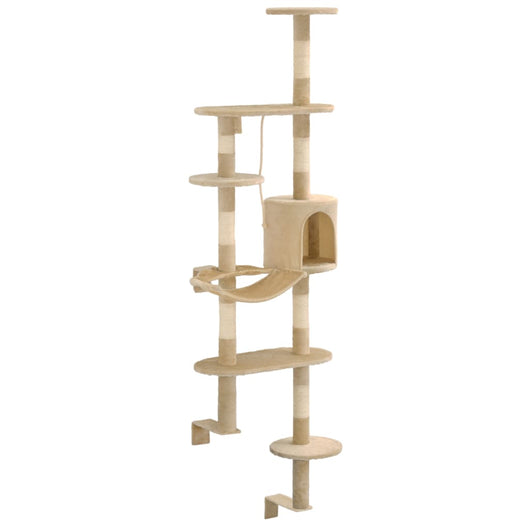 Albero per Gatti con Tiragraffi in Sisal da Parete 194 cm Beige