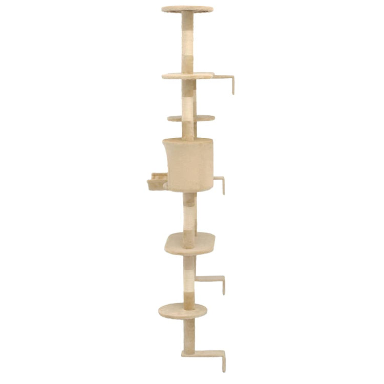 Albero per Gatti con Tiragraffi in Sisal da Parete 194 cm Beige