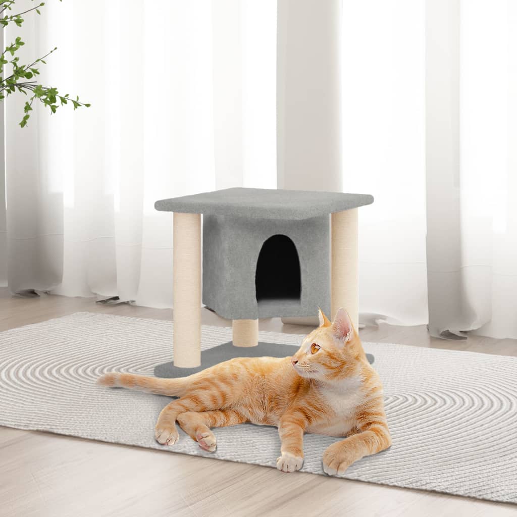 Albero per Gatti con Tiragraffi in Sisal Grigio Chiaro 37 cm