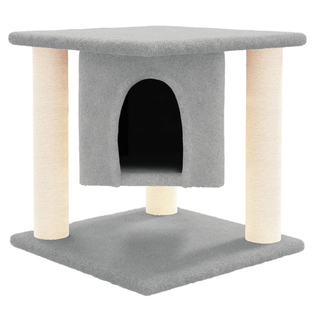 Albero per Gatti con Tiragraffi in Sisal Grigio Chiaro 37 cm