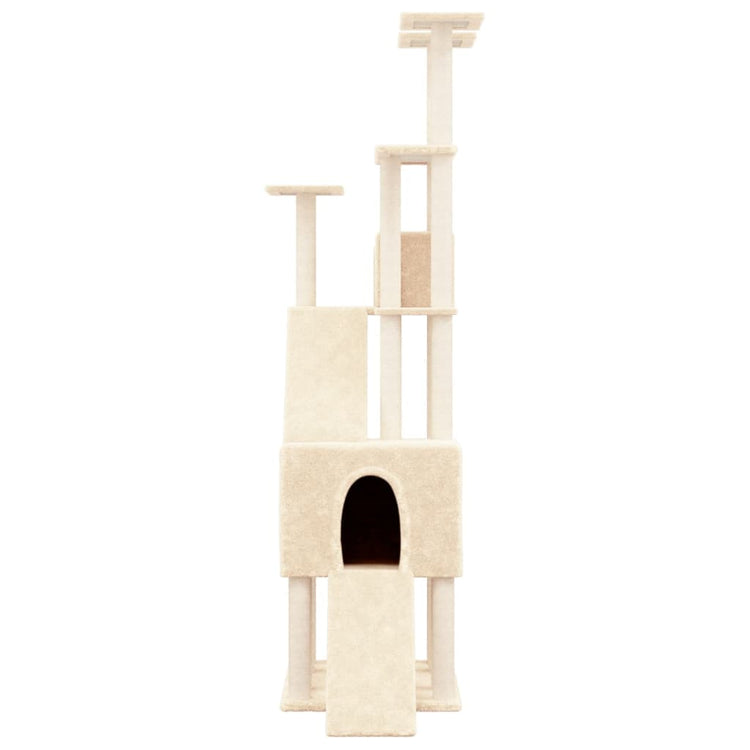 Albero per Gatti con Tiragraffi in Sisal Crema 190 cm