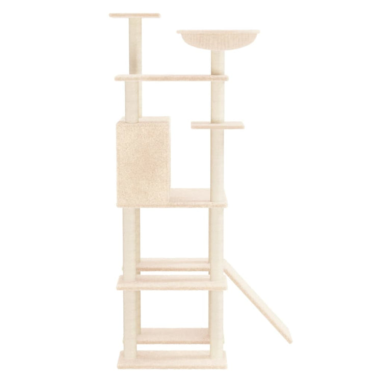 Albero per Gatti con Tiragraffi in Sisal Crema 166 cm