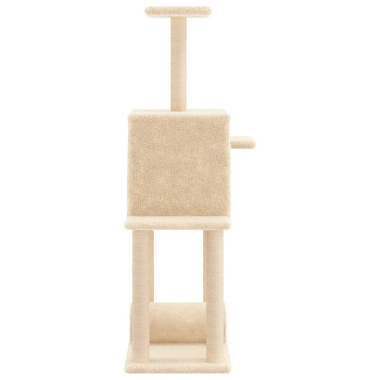 Albero per Gatti con Tiragraffi in Sisal Crema 122 cm