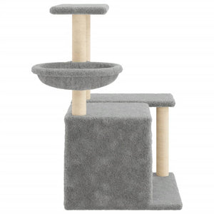 Albero per Gatti con Tiragraffi in Sisal Grigio Chiaro 83 cm