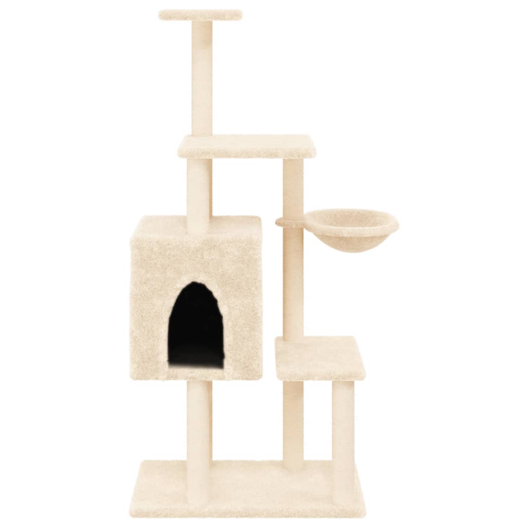 Albero per Gatti con Tiragraffi in Sisal Crema 131 cm