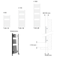 Termoarredo scaldasalviette Lazzarini Merano 1150x500 interasse 450 cromato