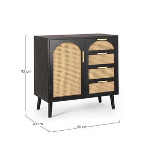 Credenza un'anta 4 cassetti nera ( Pezzi) - JOSIE