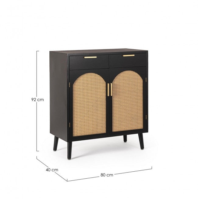 Credenza 2 ante 2 cassetti nera ( Pezzi) - JOSINE