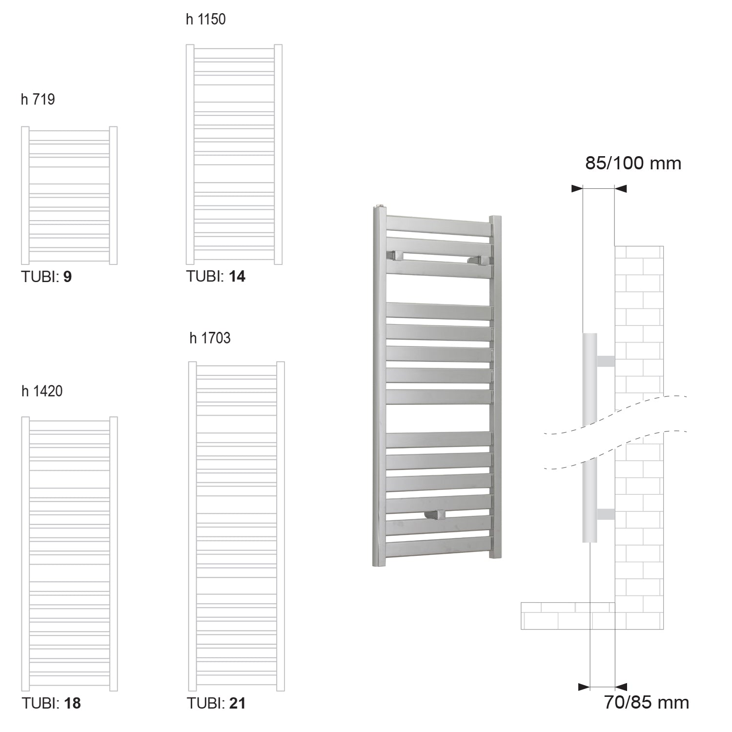 Termoarredo scaldasalviette Lazzarini Capri 1420x500 interasse 450 cromato