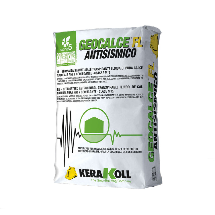 Geocalce Fl Antisismico-Geomalta Strutturale A Calce Natuale Per Sistemi Certificati Di Rinforzo Strutturale 25 Kg-Kerakoll