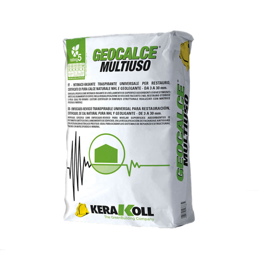 Geocalce Multiuso-Intonaco Rasante Traspirante Certificato In Pura Calce Naturale 25 Kg-Kerakoll