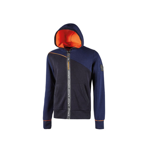 Jupiter-Felpa Impermeabile Con Zip Centrale, Cappuccio Regolabile E Inserti Fluo Colore Deep Blue-U-Power-Taglia S