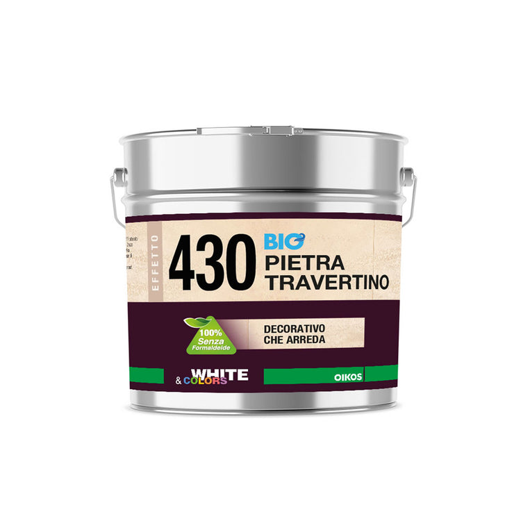 430 Biopietra Travertino-Biodecorativo Bianco Riempitivo Pronto All'Uso A Base Marmo Per Interni E Esterni-15 Kg-Oikos