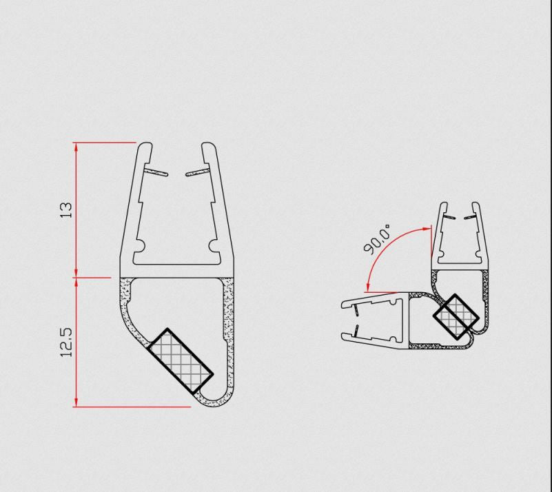 Coppia Guarnizione Calamita per Vetri da 6 mm Trasparente