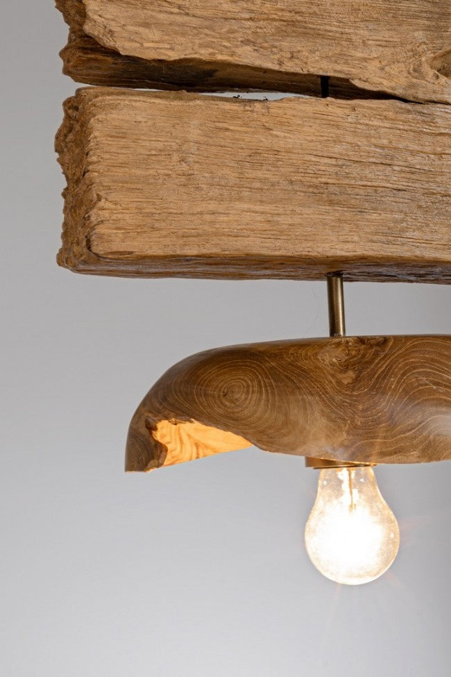 Lampadario a sospensione in legno di Teak - ANANYA