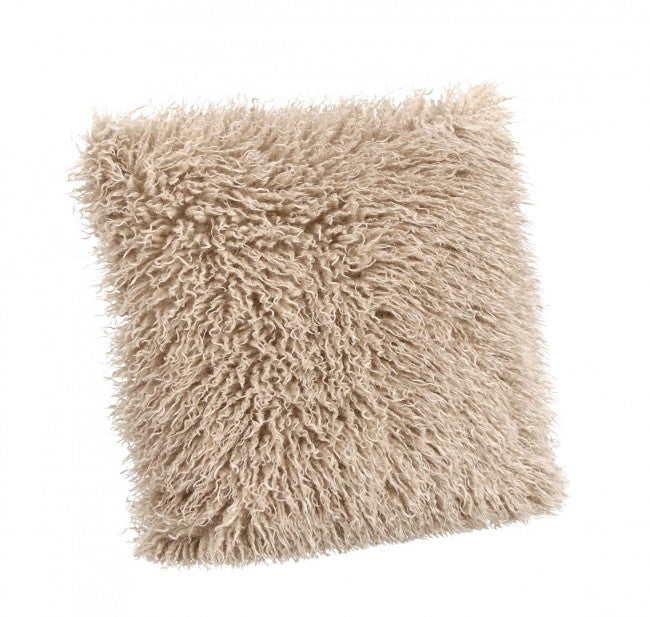 Cuscino a pelo lungo Beige 45X45 - FLOSSY