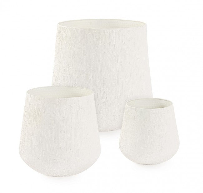 Set da 3 Porta vaso in metallo - KENAR Colore: Beige