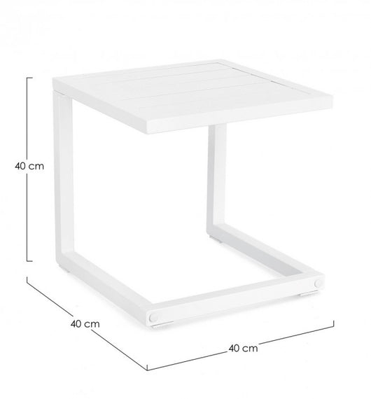 Tavolino da giardino in alluminio 40X40 - HILDE Colore: Bianco