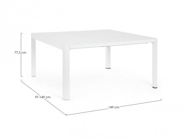 Tavolo da giardino allungabile in alluminio - KIPLIN Dimensione: 149x97 cm, Colore: Bianco