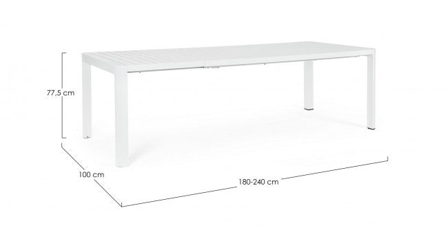 Tavolo da giardino allungabile in alluminio - KIPLIN Dimensione: 180x100 cm, Colore: Bianco