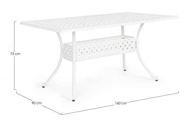 Tavolo da giardino in alluminio pressofuso - IVREA Dimensione: 160x90 cm, Colore: Bianco