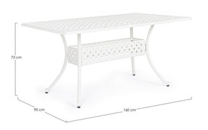 Tavolo da giardino in alluminio pressofuso - IVREA Dimensione: 160x90 cm, Colore: Bianco