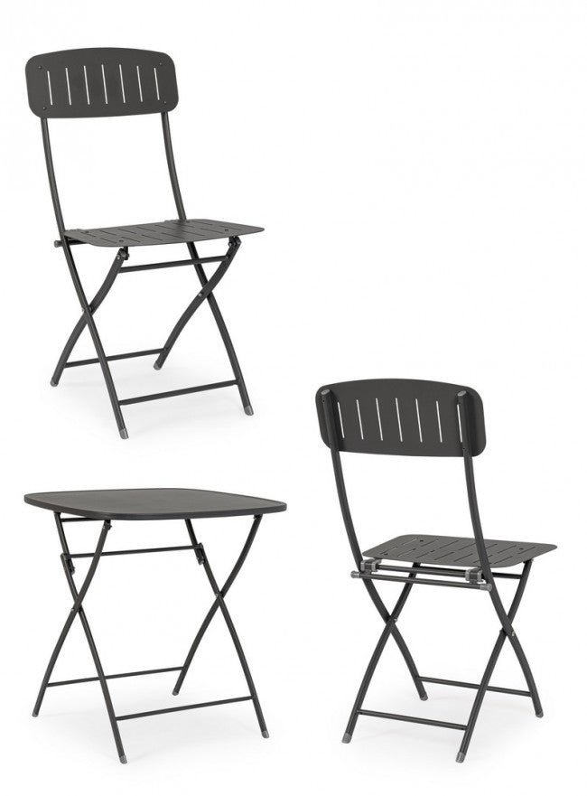 Set tavolo da terrazzo con sedie salvaspazio - YVONNE Colore: Antracite